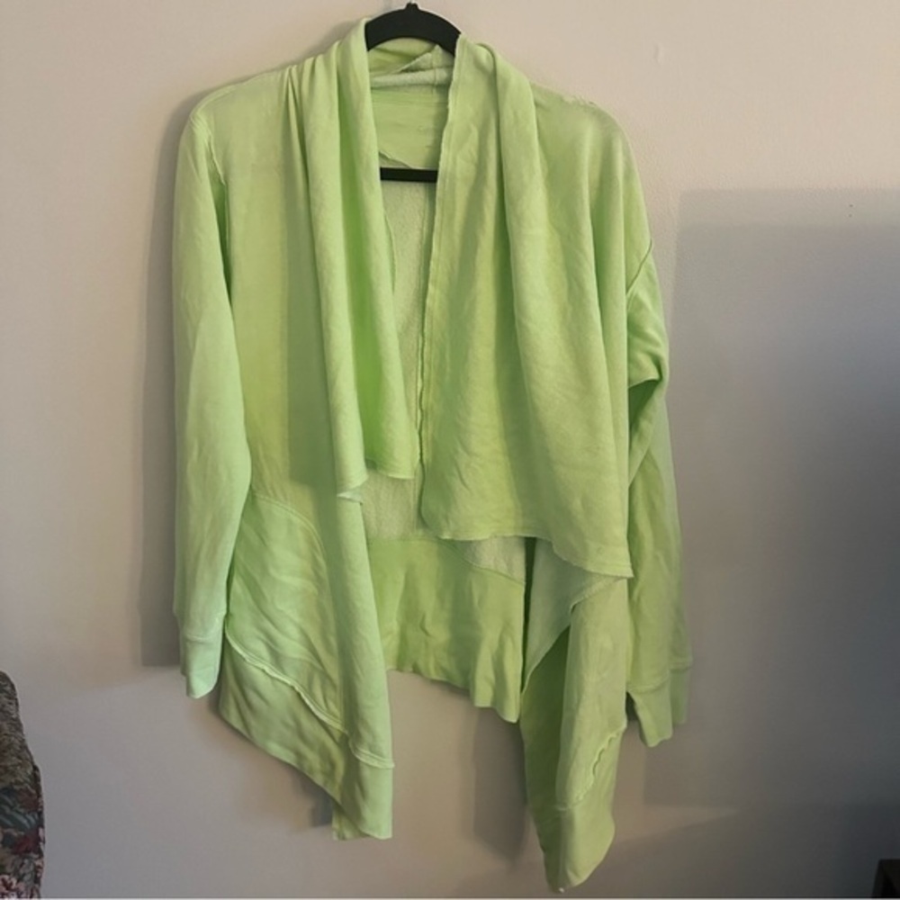 Large Calvin Klein Performance Fly Away Cascading Cardigan Mint Open Front